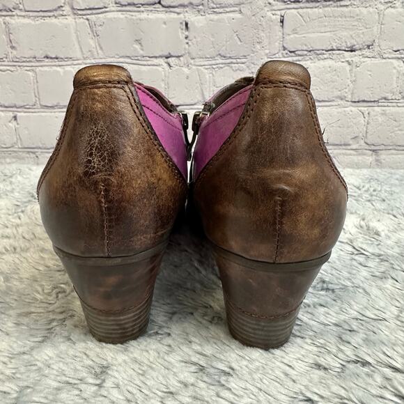 Spring Step By L'Artiste Arabella Leather Ankle Boots Purple Brown Size 39 US 8 - Picture 8 of 11